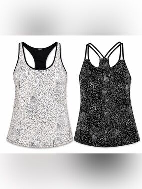 Fabletics Tank Top Bundle - Black White Print - M